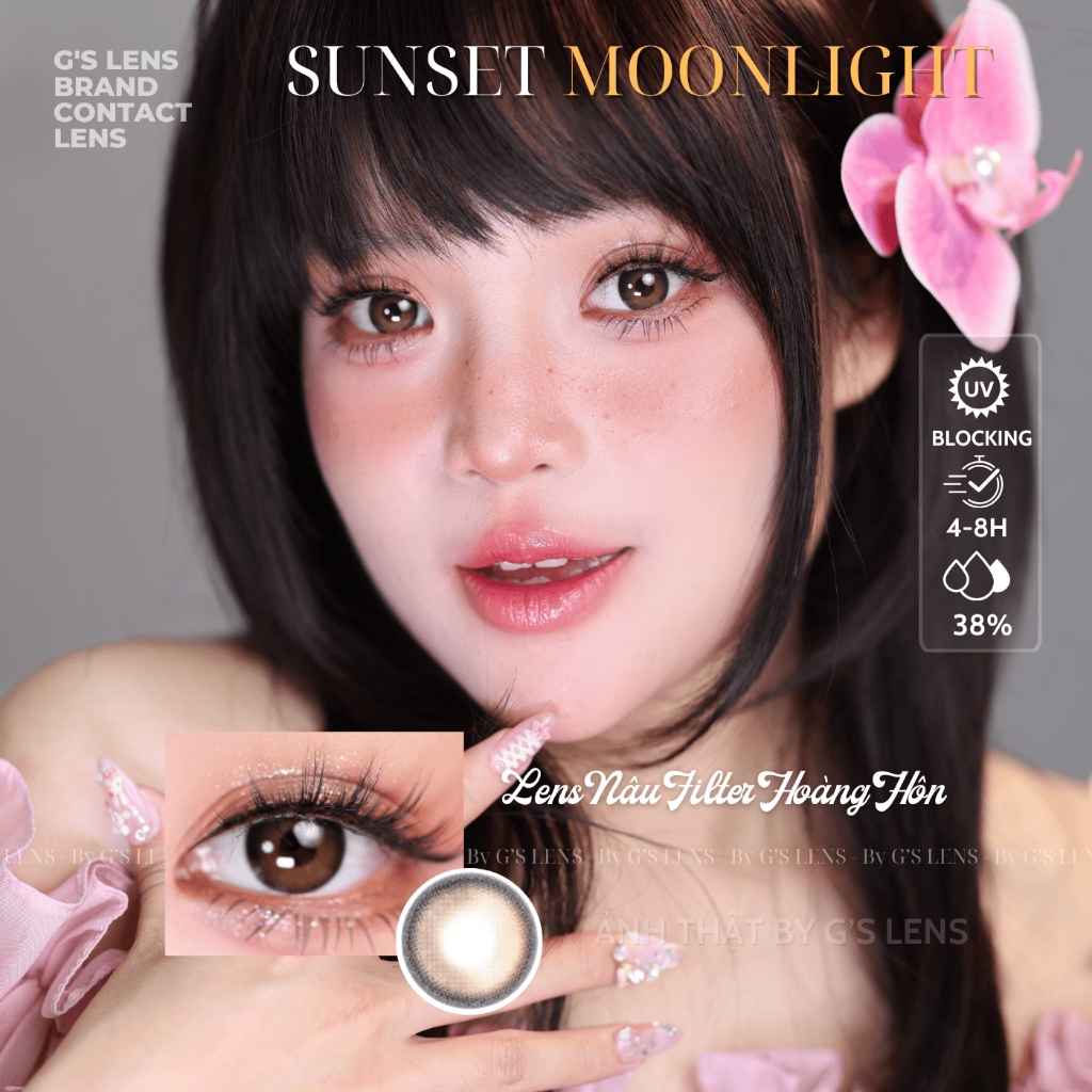 Kính áp tròng 6 tháng SUNSET MOONLIGHT BROWN màu nâu tự nhiên giãn tròng nhỏ GTRENDY - MC38