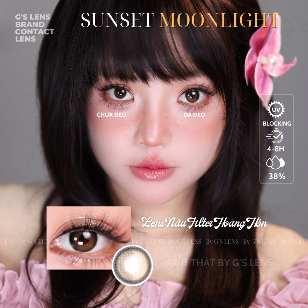 Kính áp tròng 6 tháng SUNSET MOONLIGHT BROWN màu nâu tự nhiên giãn tròng nhỏ GTRENDY - MC38