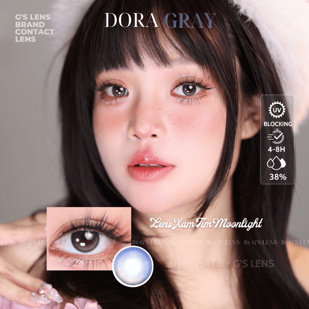 Kính áp tròng 6 tháng DORA GRAY màu xám sáng tây giãn tròng nhỏ GTRENDY - MC38