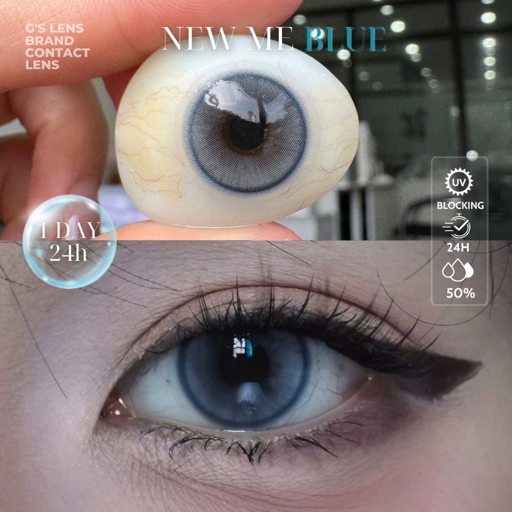 Kính áp tròng 1 ngày NEW ME BLUE màu xanh dương sáng tây giãn tròng nhỏ GTRENDY
