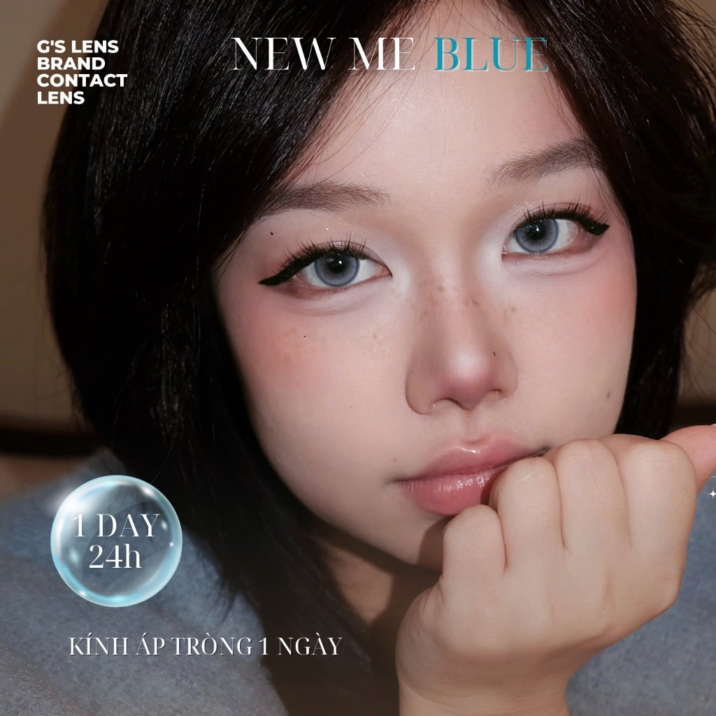 Kính áp tròng 1 ngày NEW ME BLUE màu xanh dương sáng tây giãn tròng nhỏ GTRENDY