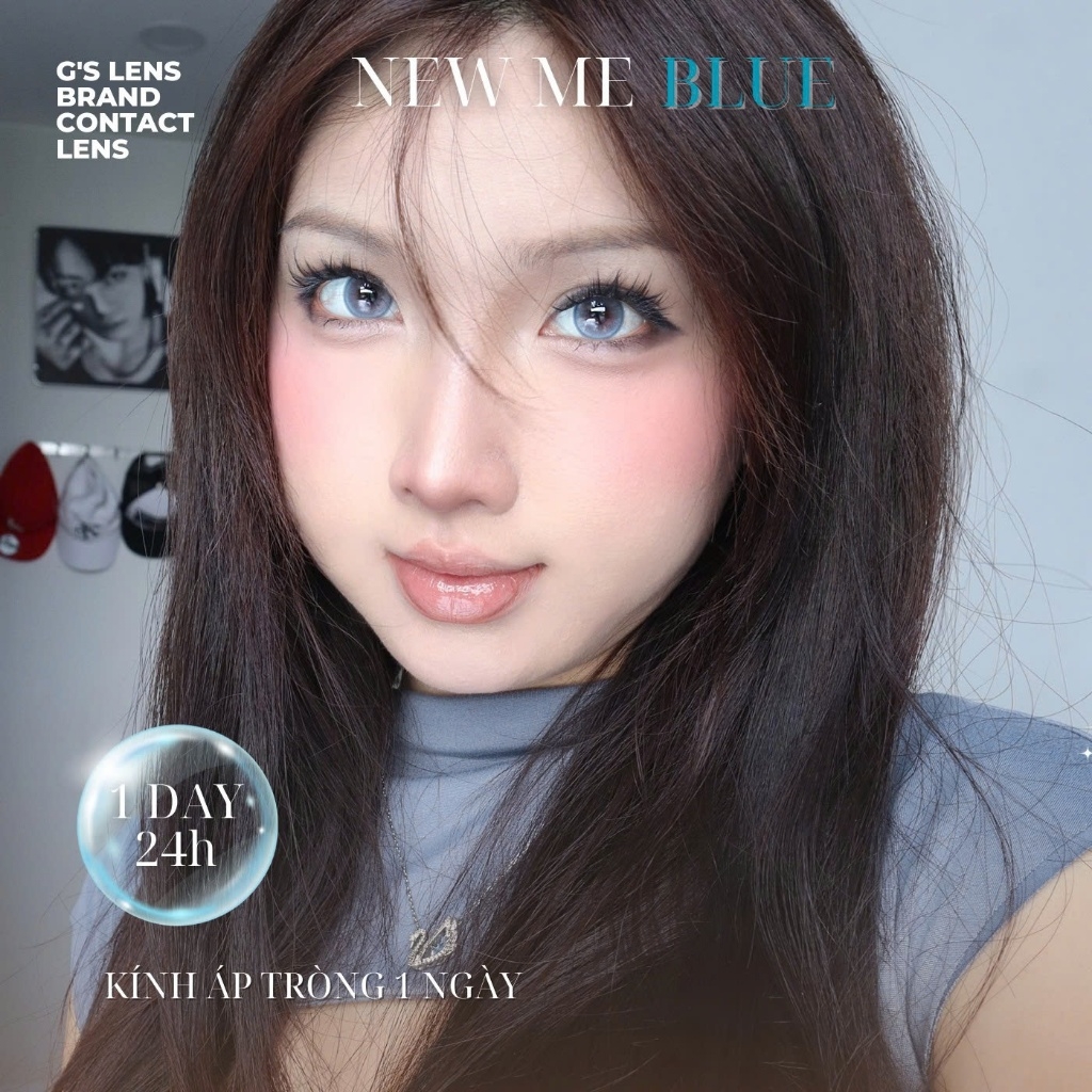 Kính áp tròng 1 ngày NEW ME BLUE màu xanh dương sáng tây giãn tròng nhỏ GTRENDY