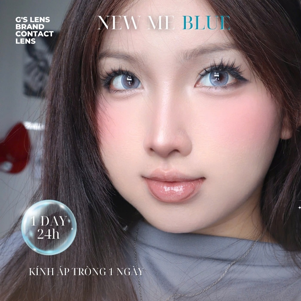 Kính áp tròng 1 ngày NEW ME BLUE màu xanh dương sáng tây giãn tròng nhỏ GTRENDY