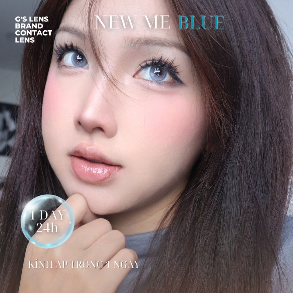 Kính áp tròng 1 ngày NEW ME BLUE màu xanh dương sáng tây giãn tròng nhỏ GTRENDY