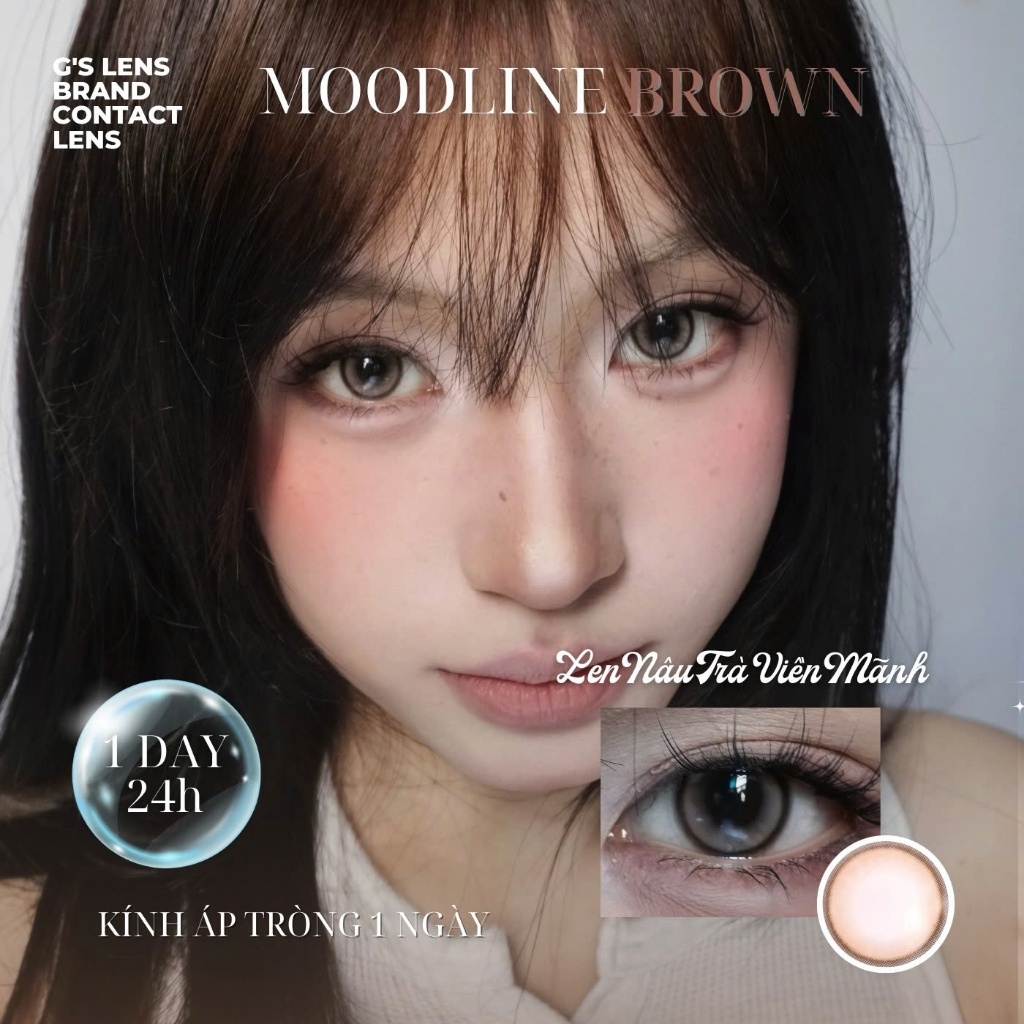 Kính áp tròng 1 ngày MOOD LINE BROWN màu nâu tự nhiên giãn tròng nhỏ GTRENDY