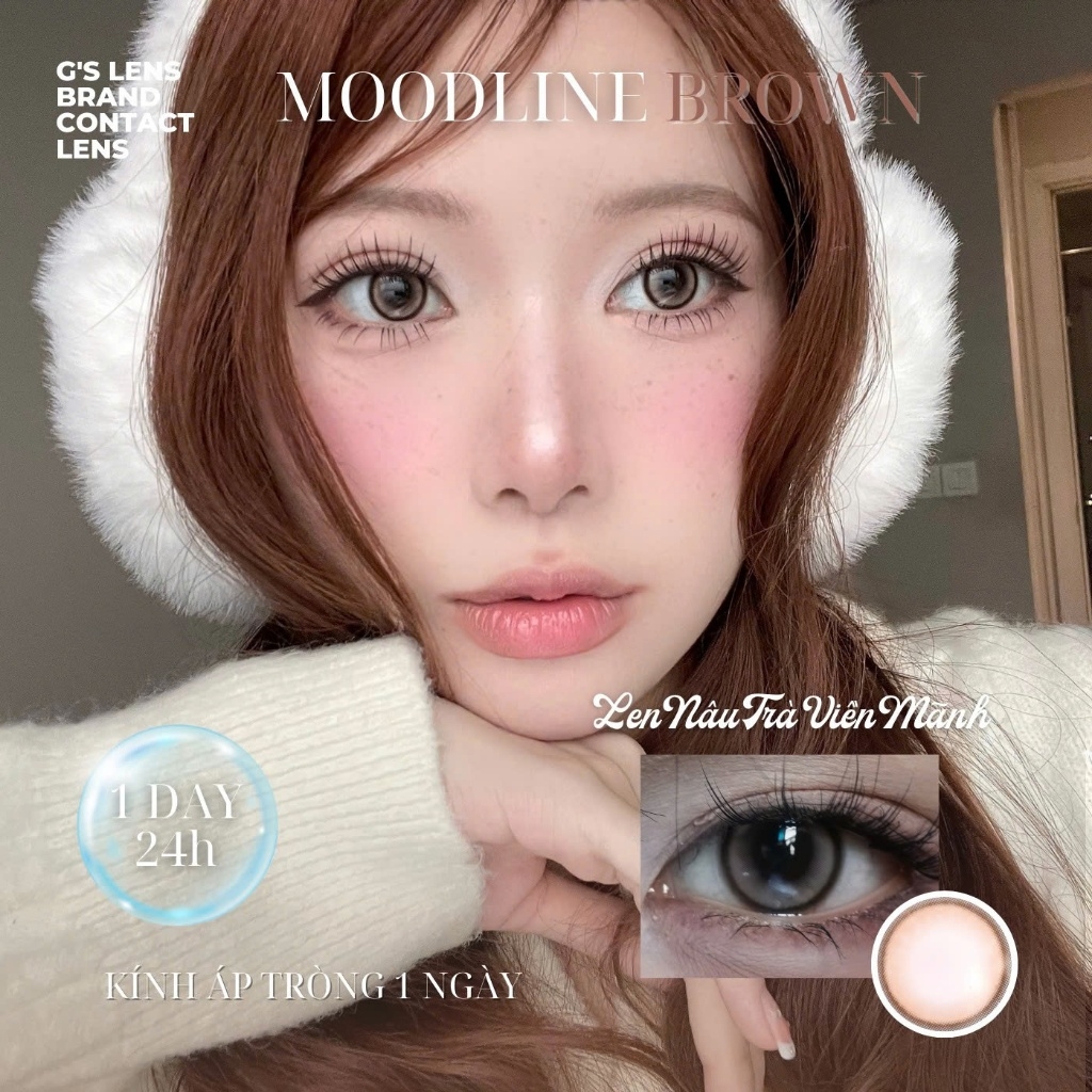 Kính áp tròng 1 ngày MOOD LINE BROWN màu nâu tự nhiên giãn tròng nhỏ GTRENDY