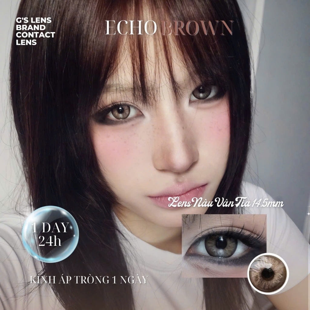 Kính áp tròng 1 ngày ECHO BROWN màu nâu sáng tây giãn tròng to GTRENDY - Realcon Color 50