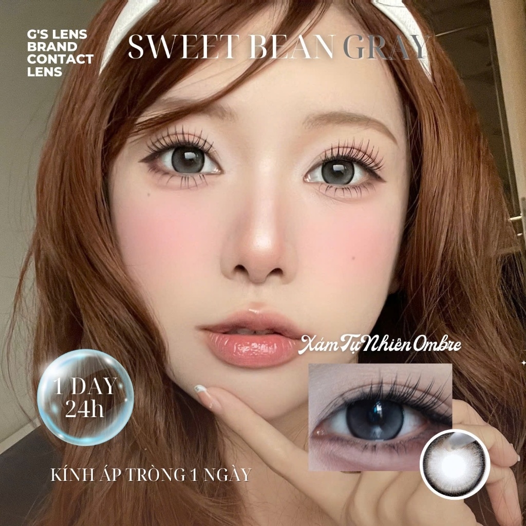 Kính áp tròng 1 ngày SWEET BREAN GRAY màu xám tự nhiên giãn tròng nhỏ GTRENDY