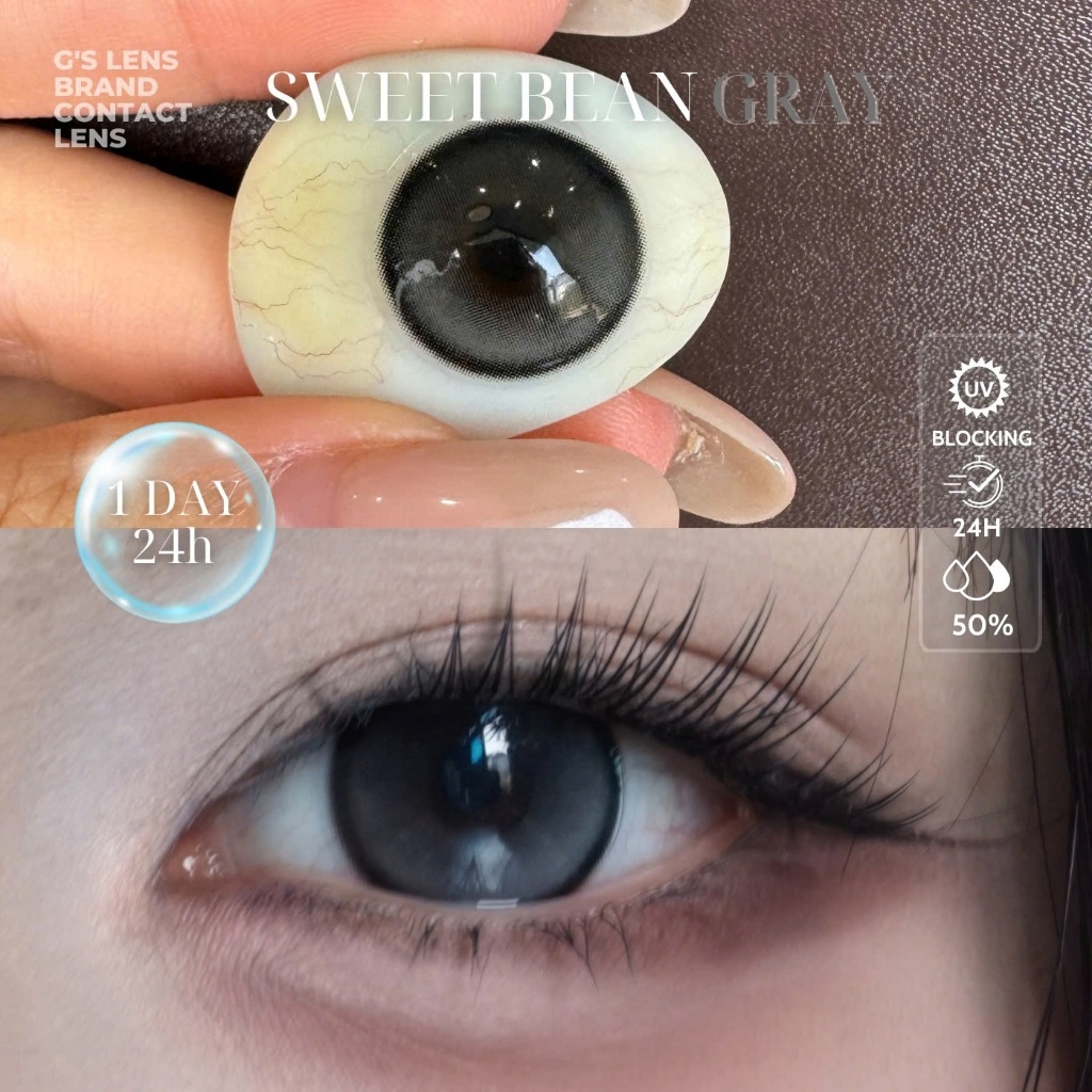 Kính áp tròng 1 ngày SWEET BREAN GRAY màu xám tự nhiên giãn tròng nhỏ GTRENDY