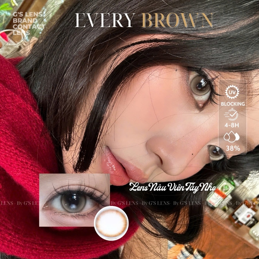 Kính áp tròng 6 tháng EVERY BROWN màu nâu sáng tây giãn tròng nhỏ GTRENDY - MCK1