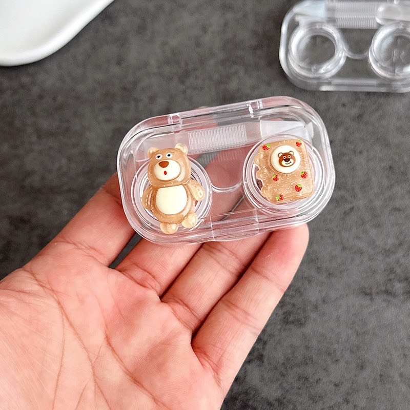 Khay Mini 3D Gấu Dâu Brown-Case Đựng Lens