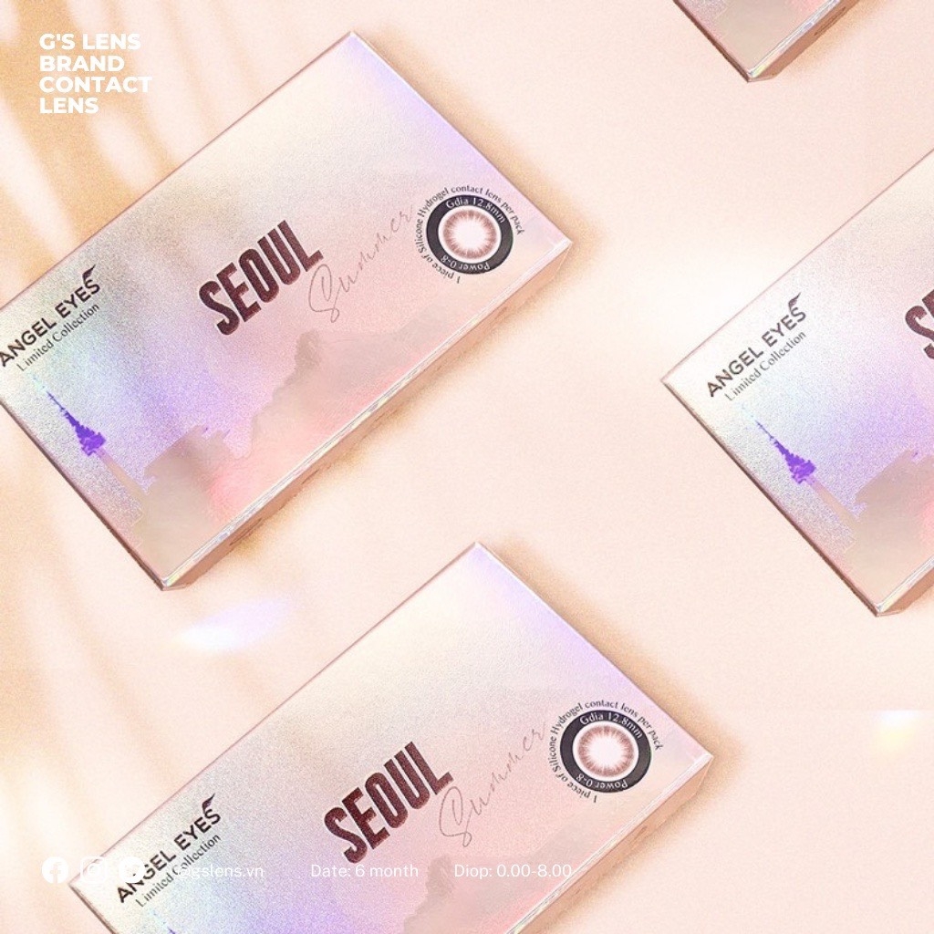 Kính Áp Tròng Lens Mắt Angel Eyes Silicone Hydrogel SEOUL Brown Size XS 12.8mm (0-8 độ)