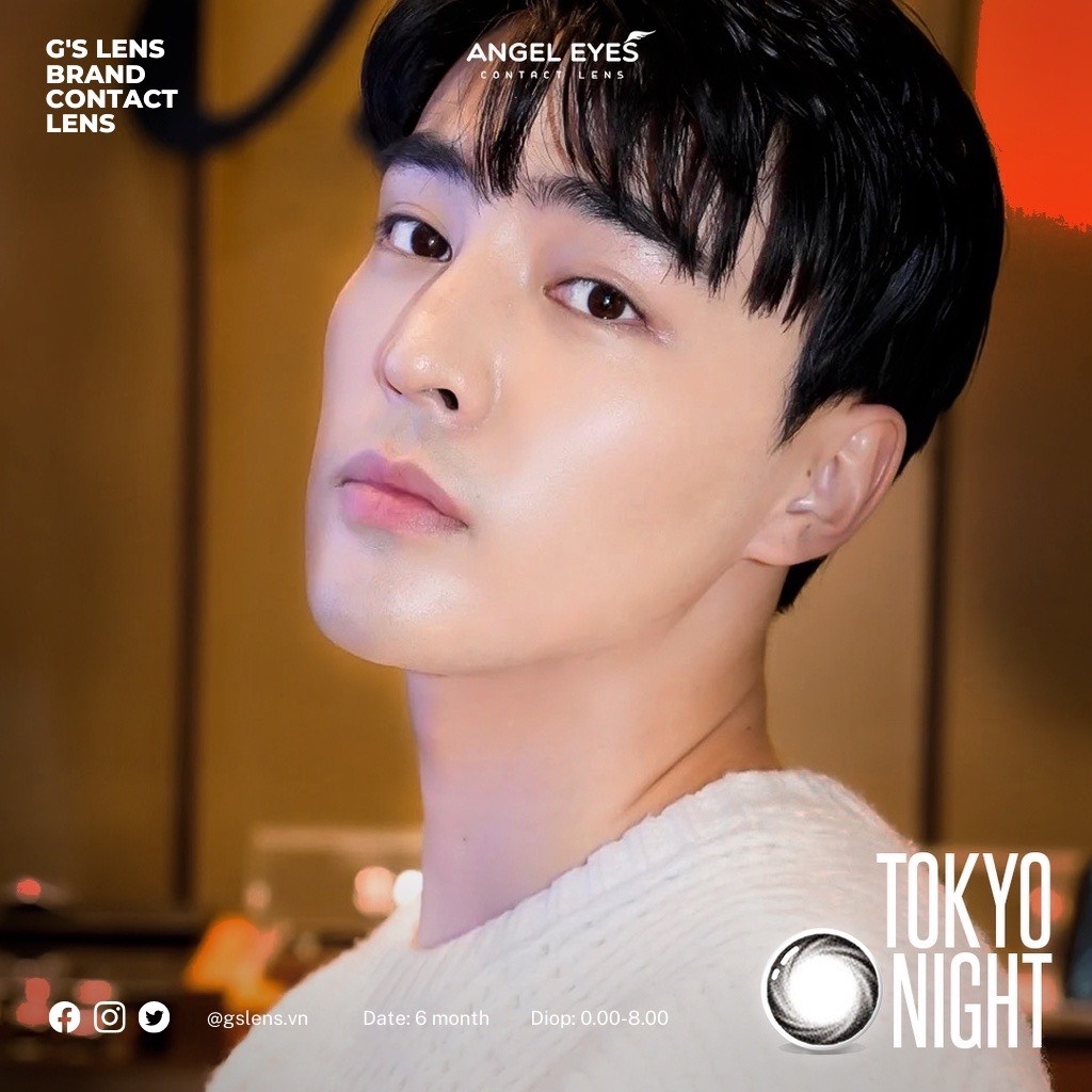Kính Áp Tròng Lens Mắt Angel Eyes Silicone Hydrogel RUBY TOKYO NIGHT Size XS 13.4 mm (0-8 độ)