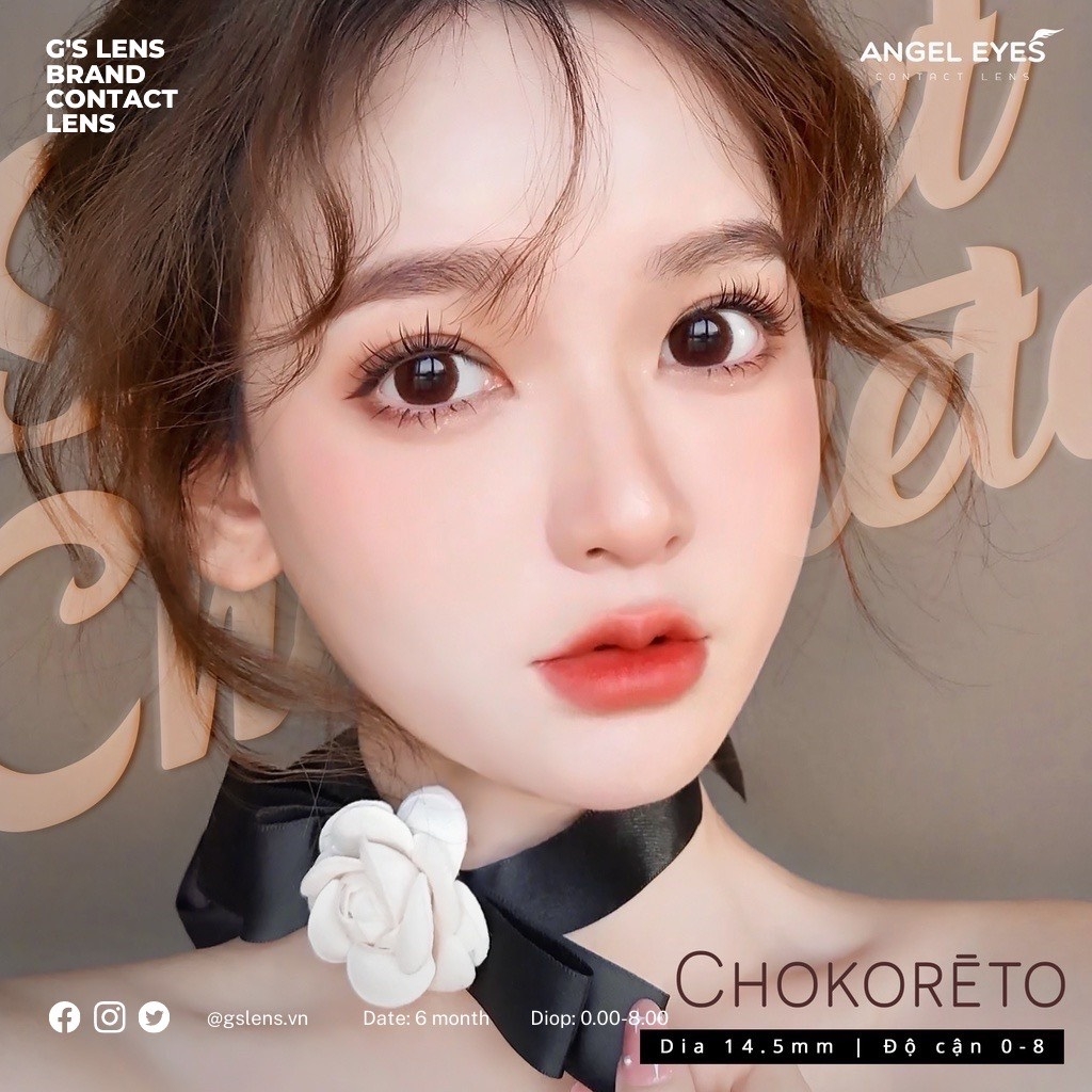 Kính Áp Tròng Lens Mắt Angel Eyes Silicone Hydrogel CHOKORETO CHOCO Size M 14.5 mm (0-8 độ)