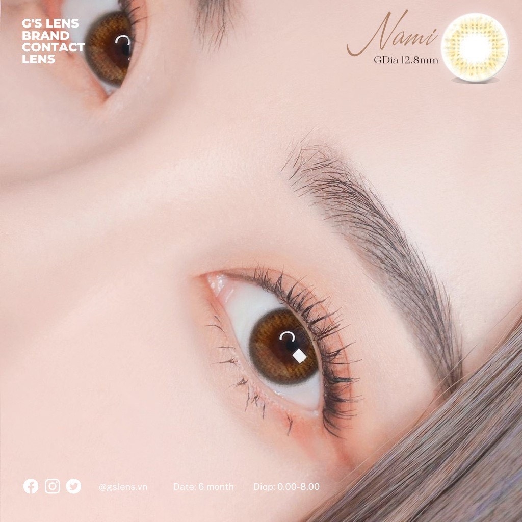 Kính Áp Tròng Lens Mắt Angel Eyes NAMI Brown Size XS 12.8mm (0-8 độ)