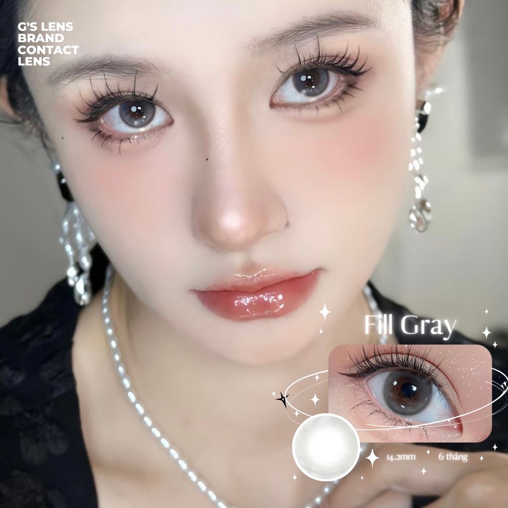 Kính áp tròng 6 tháng FILL GRAY màu xám trong tự nhiên giãn tròng nhỏ GTRENDY - MC38