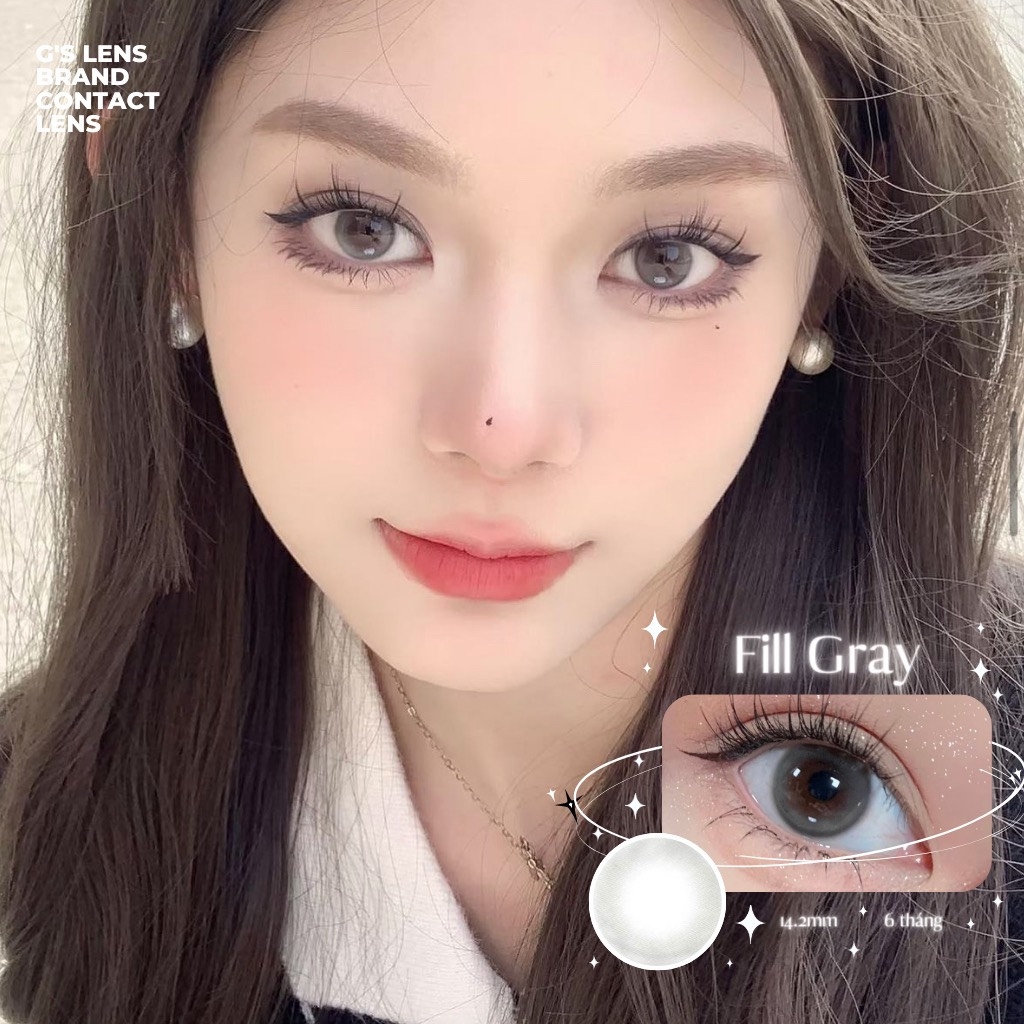 Kính áp tròng 6 tháng FILL GRAY màu xám trong tự nhiên giãn tròng nhỏ GTRENDY - MC38
