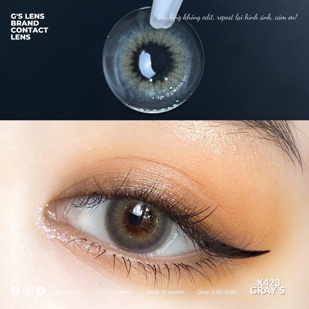 Kính áp tròng 6 tháng X574 GRAY màu xám tự nhiên giãn tròng nhỏ GTRENDY - MC38