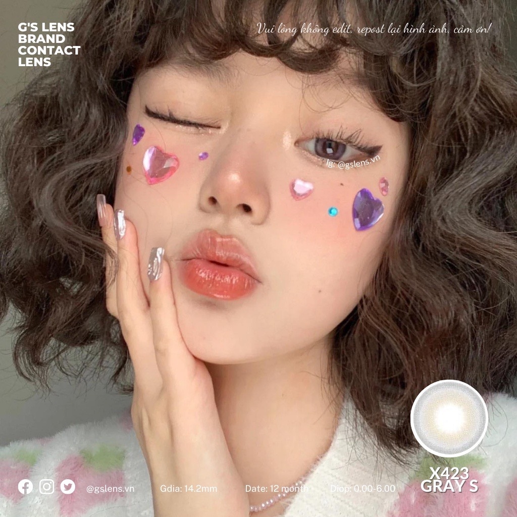 Kính áp tròng 6 tháng X574 GRAY màu xám tự nhiên giãn tròng nhỏ GTRENDY - MC38