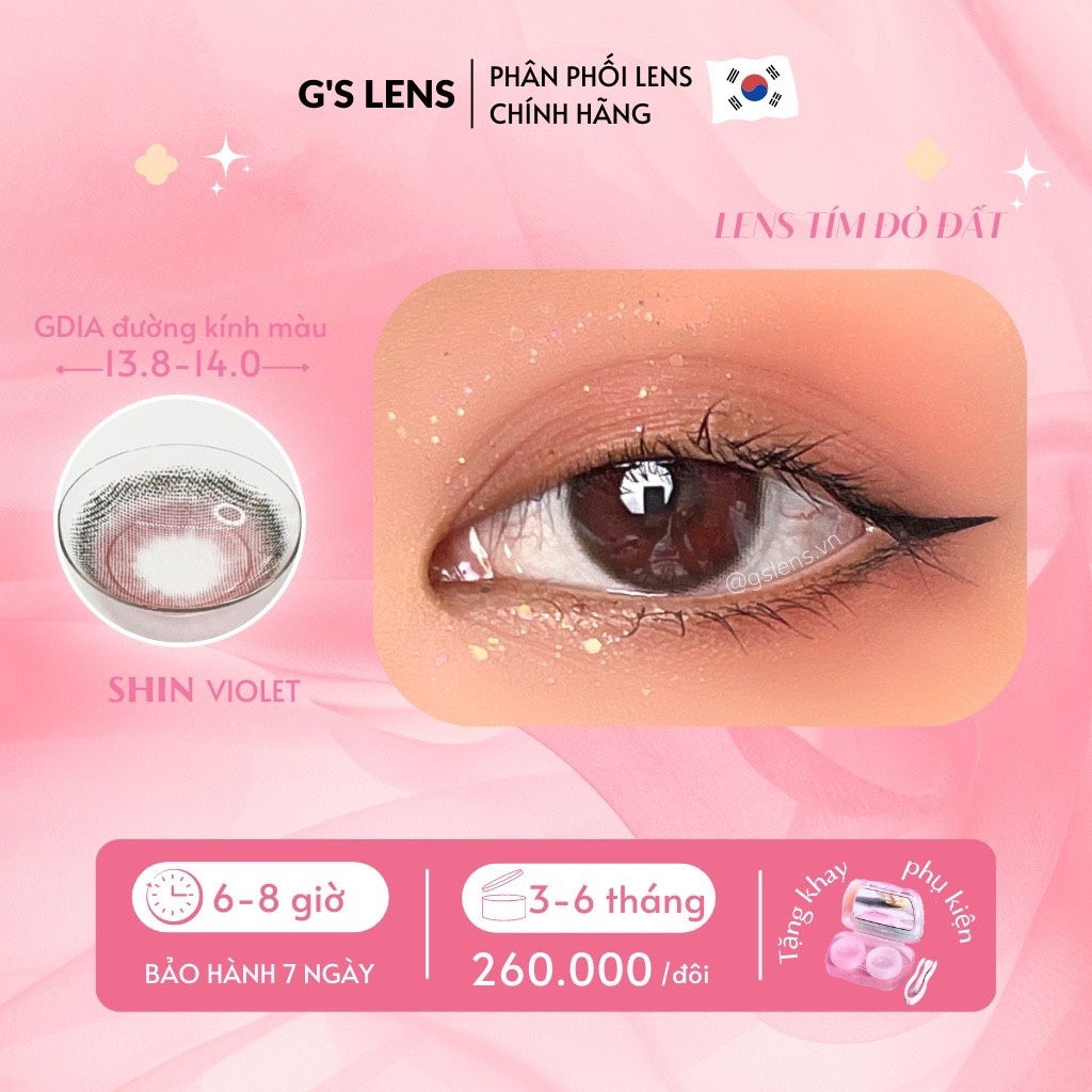 Kính áp tròng 6 tháng SHINE VIOLET màu tím tự nhiên giãn tròng nhỏ