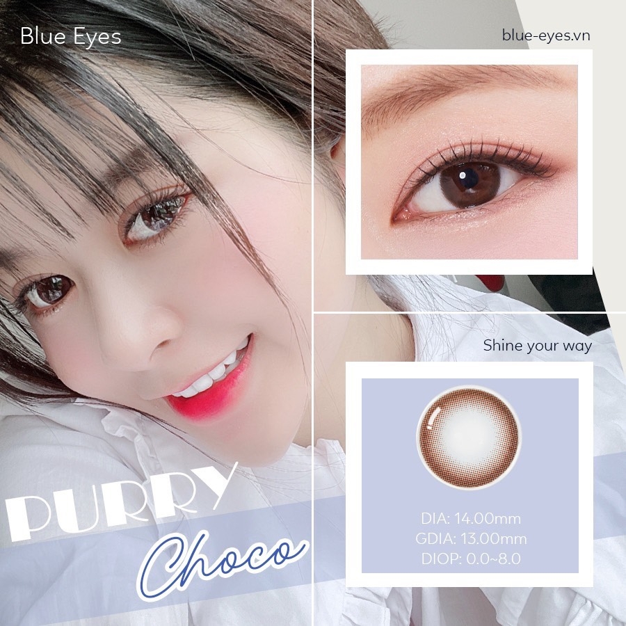 Kính áp tròng 6 tháng PURRY CHOCO màu choco tự nhiên giãn tròng nhỏ