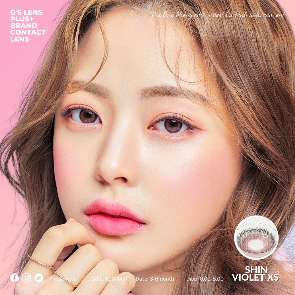 Kính áp tròng 6 tháng SHINE VIOLET màu tím tự nhiên giãn tròng nhỏ