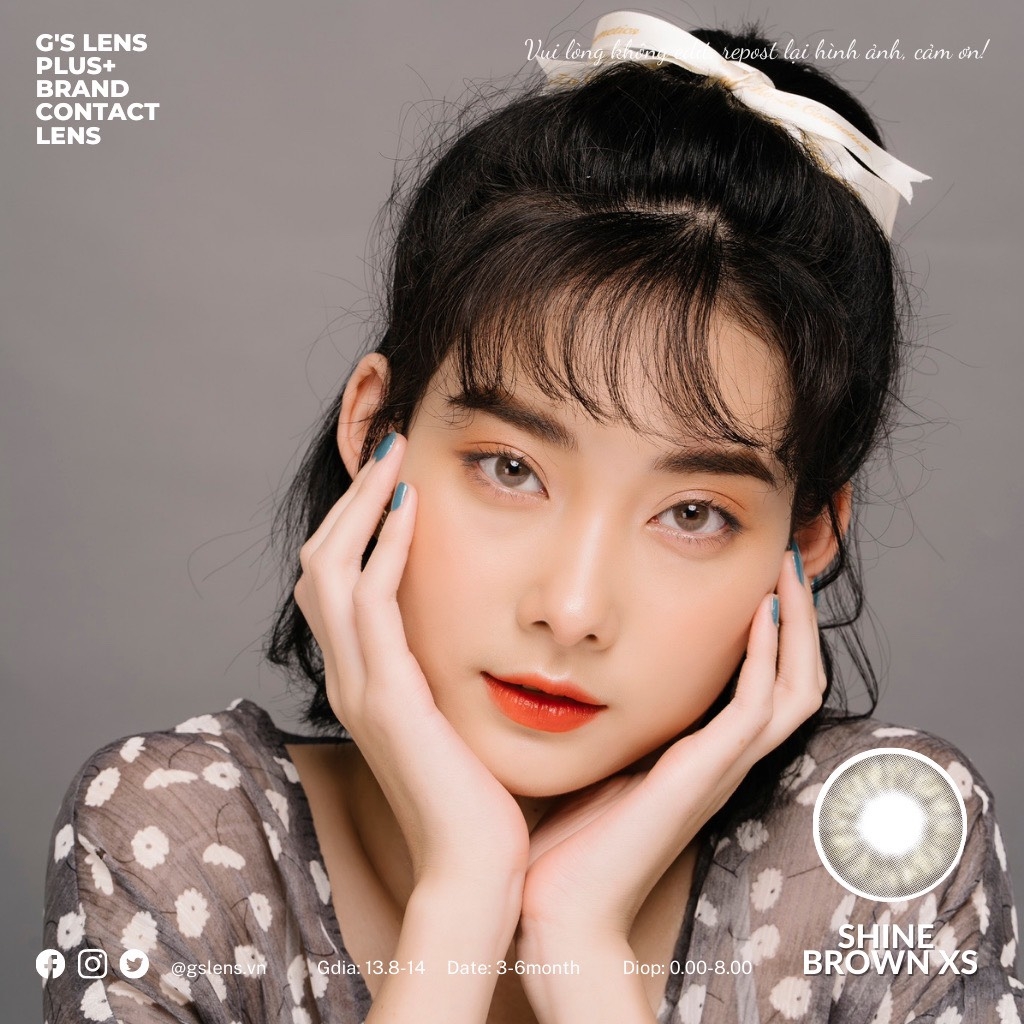 Kính áp tròng 6 tháng SHINE BROWN màu nâu tự nhiên giãn tròng nhỏ