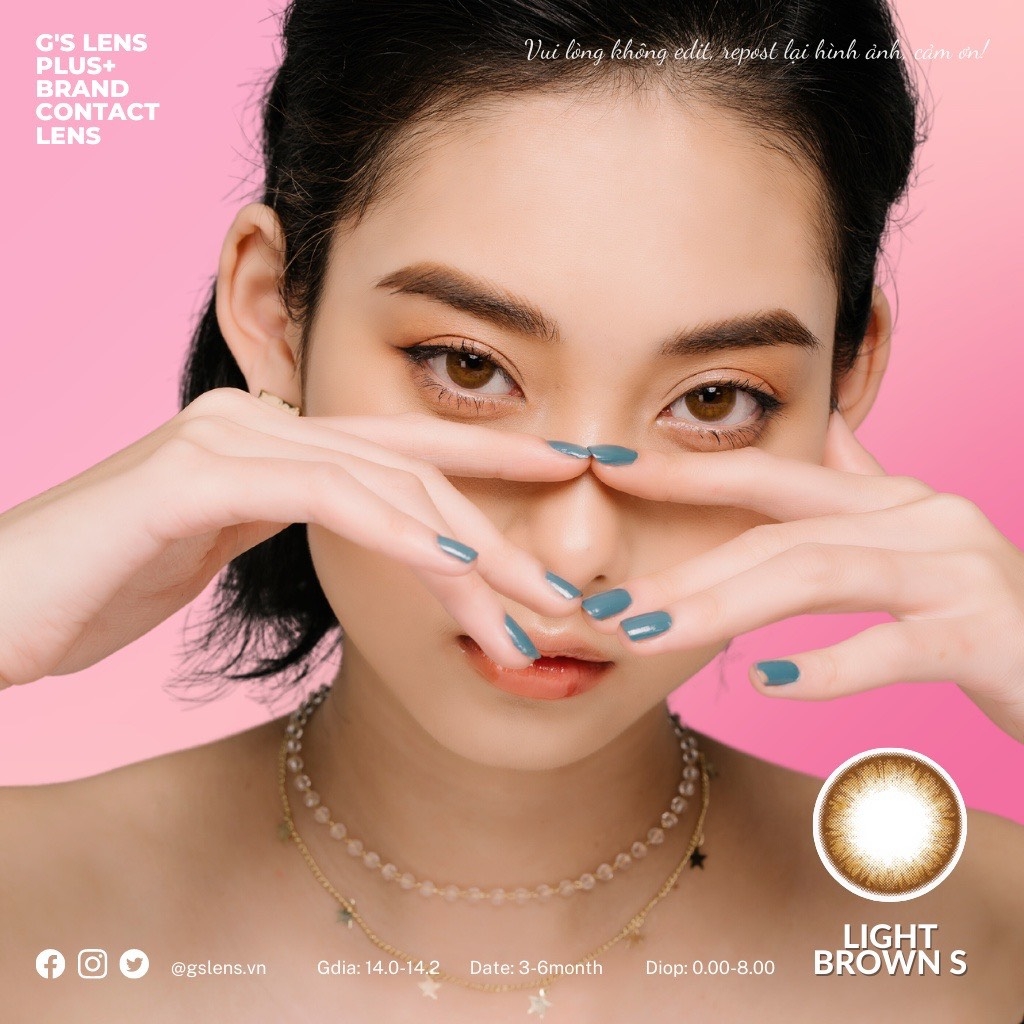 Kính áp tròng 6 tháng LIGHT BROWN màu nâu sáng tây giãn tròng nhỏ