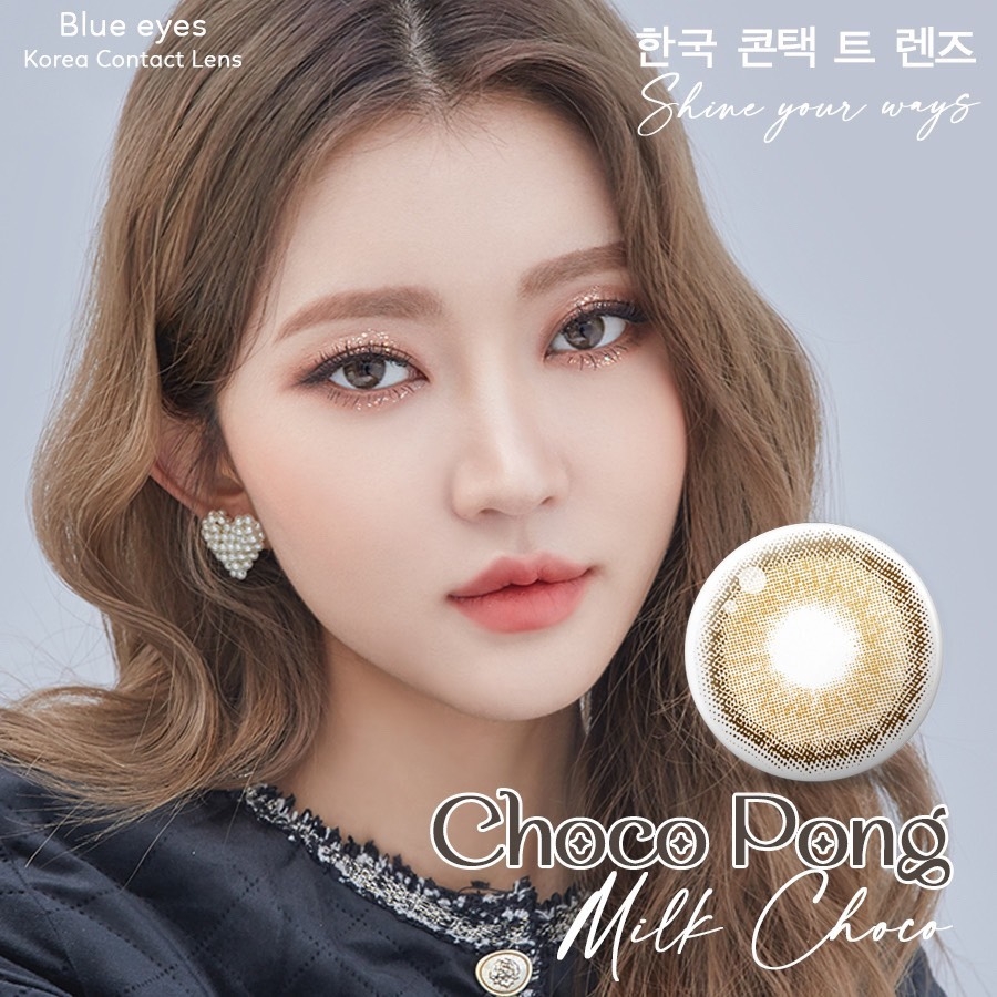 Kính áp tròng 6 tháng MILK CHOCO màu choco tự nhiên giãn tròng nhỏ