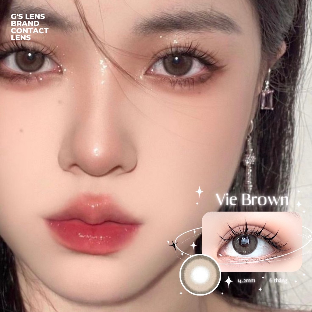 Kính áp tròng 6 tháng VIE BROWN màu nâu tự nhiên giãn tròng nhỏ GTRENDY - AL Color 38