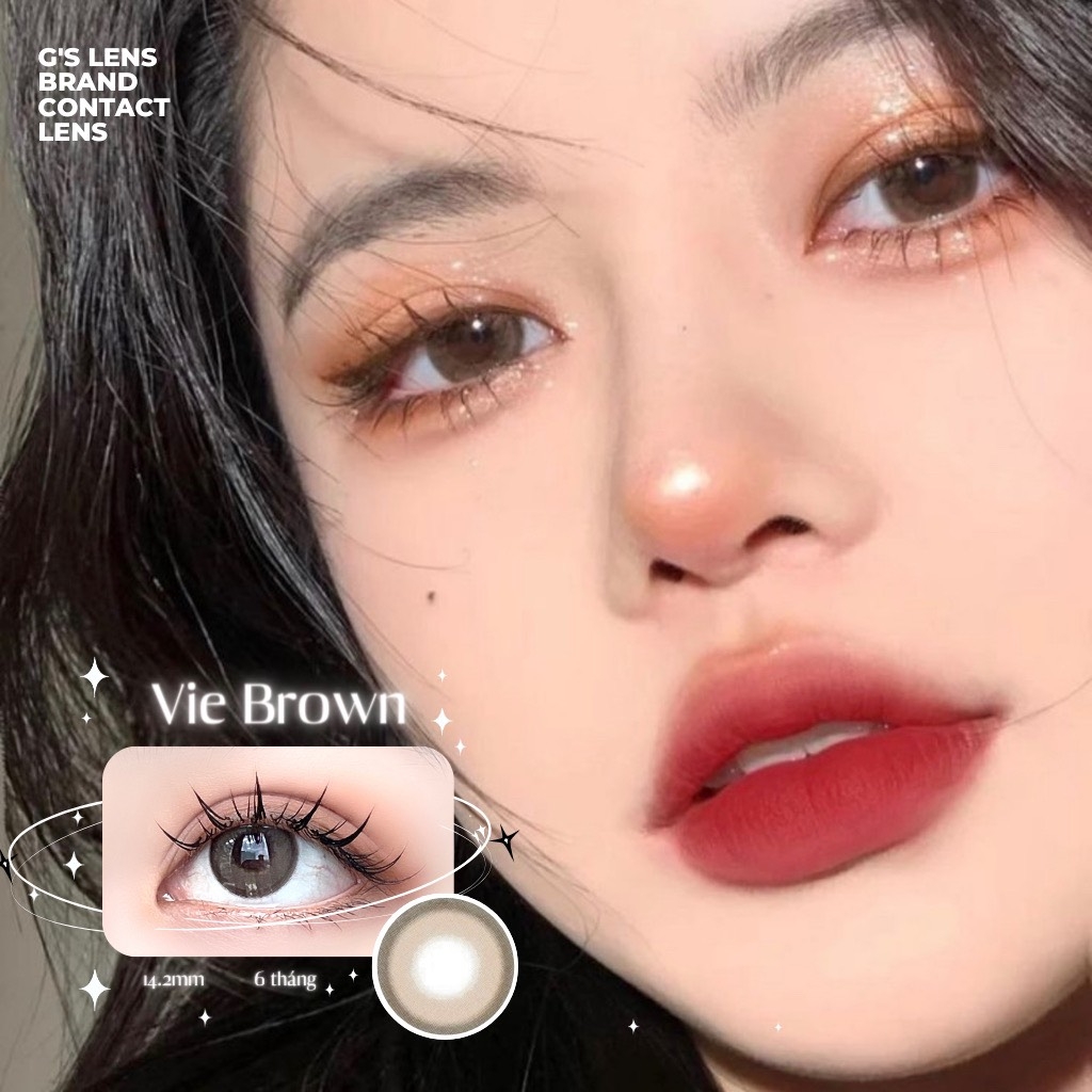 Kính áp tròng 6 tháng VIE BROWN màu nâu tự nhiên giãn tròng nhỏ GTRENDY - AL Color 38