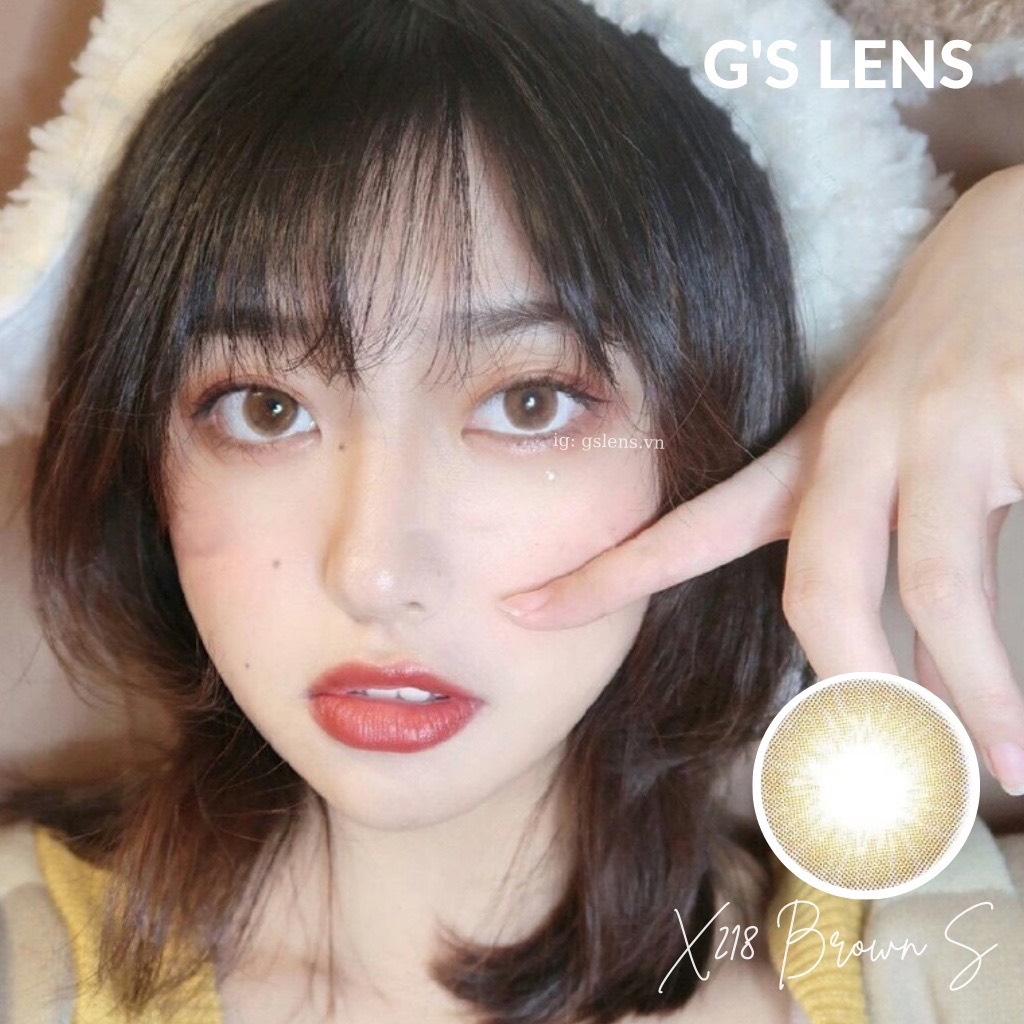 Kính Áp Tròng Lens Mắt X218 BROWN Size S 14.2mm (0-6 độ)
