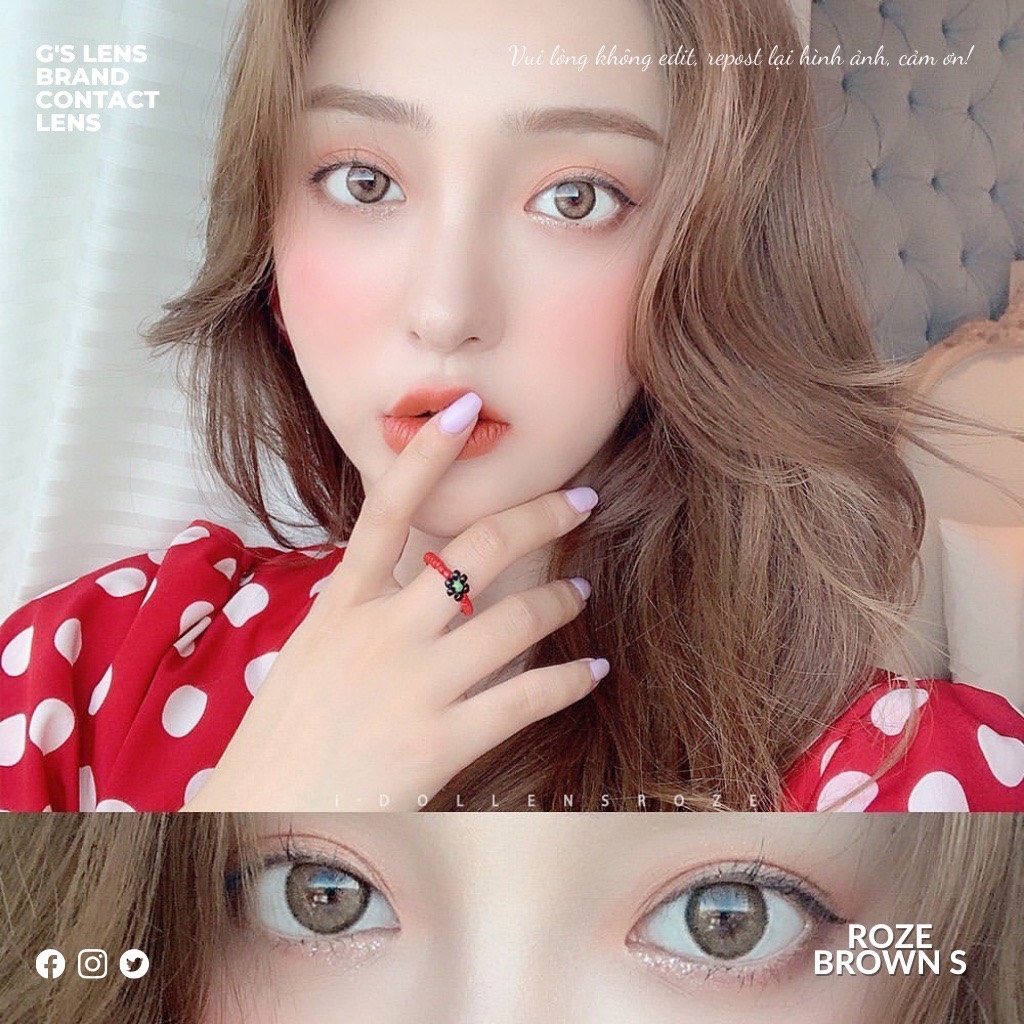 Kính Áp Tròng Lens Mắt ROZE BROWN Size S 14.2mm (0-6 độ)