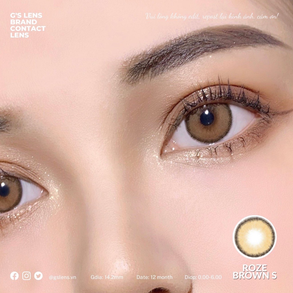 Kính Áp Tròng Lens Mắt ROZE BROWN Size S 14.2mm (0-6 độ)