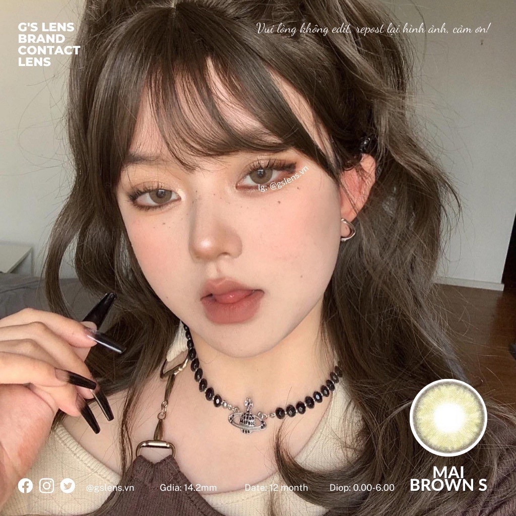 Kính áp tròng 6 tháng MAI BROWN màu nâu sáng tây giãn tròng nhỏ GTRENDY - MC38