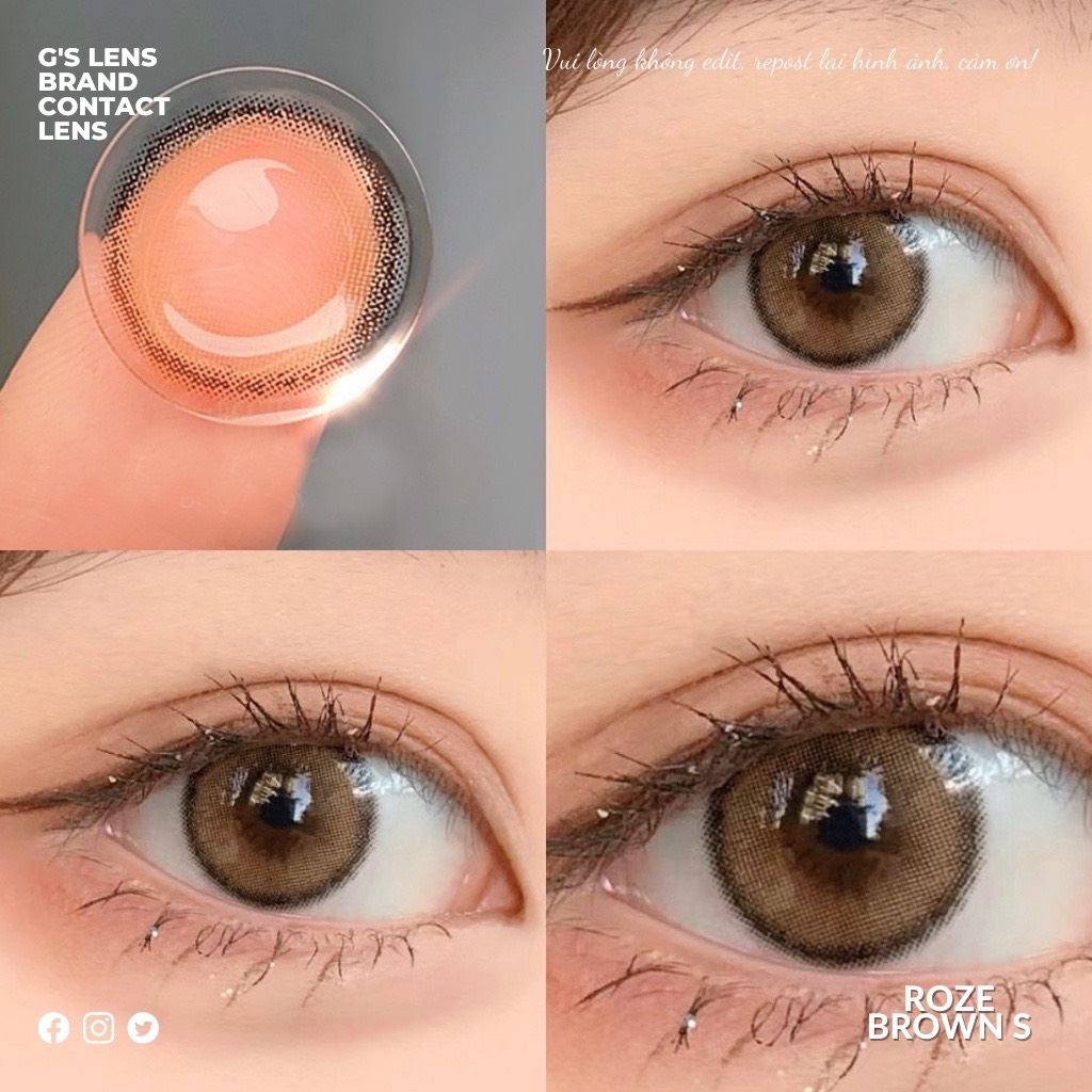 Kính Áp Tròng Lens Mắt ROZE BROWN Size S 14.2mm (0-6 độ)