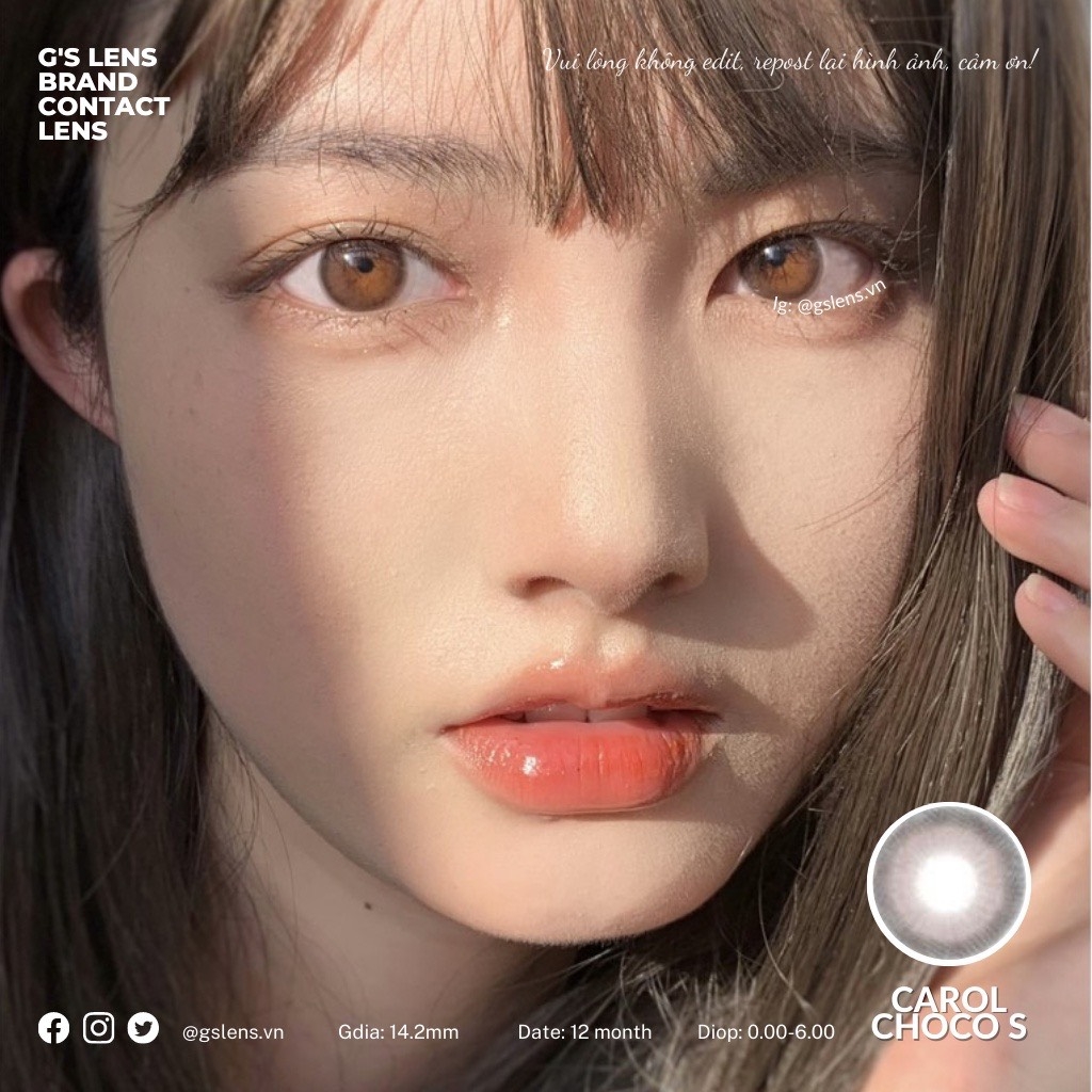 Kính áp tròng 6 tháng CAROL CHOCO màu choco tự nhiên giãn tròng nhỏ GTRENDY - MC38