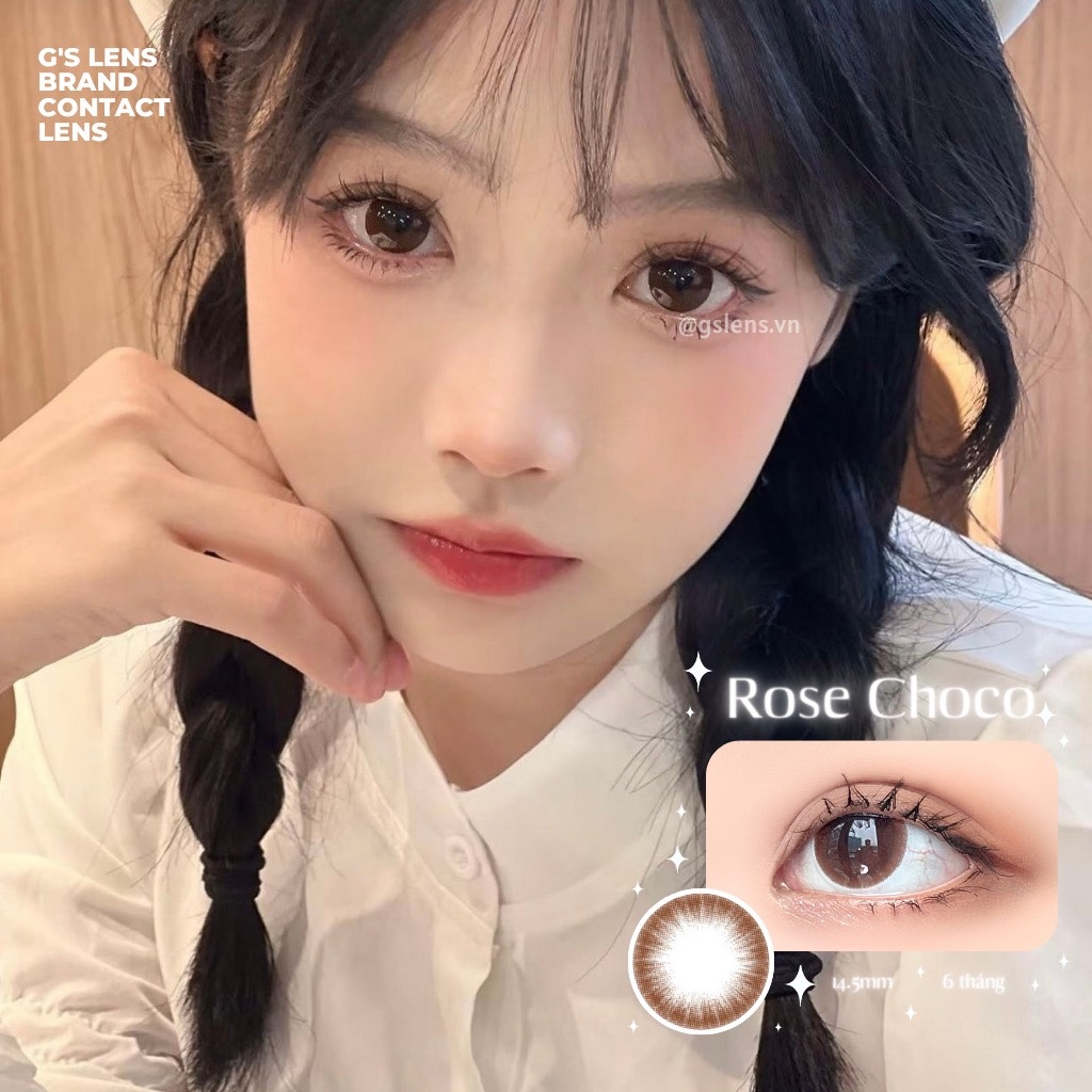 Kính áp tròng 6 tháng ROSE CHOCO màu choco tự nhiên giãn tròng vừa GTRENDY - MC38