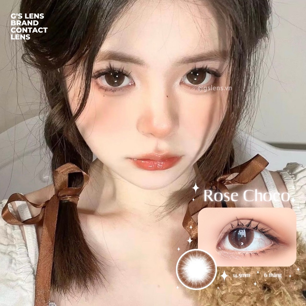 Kính áp tròng 6 tháng ROSE CHOCO màu choco tự nhiên giãn tròng vừa GTRENDY - MC38