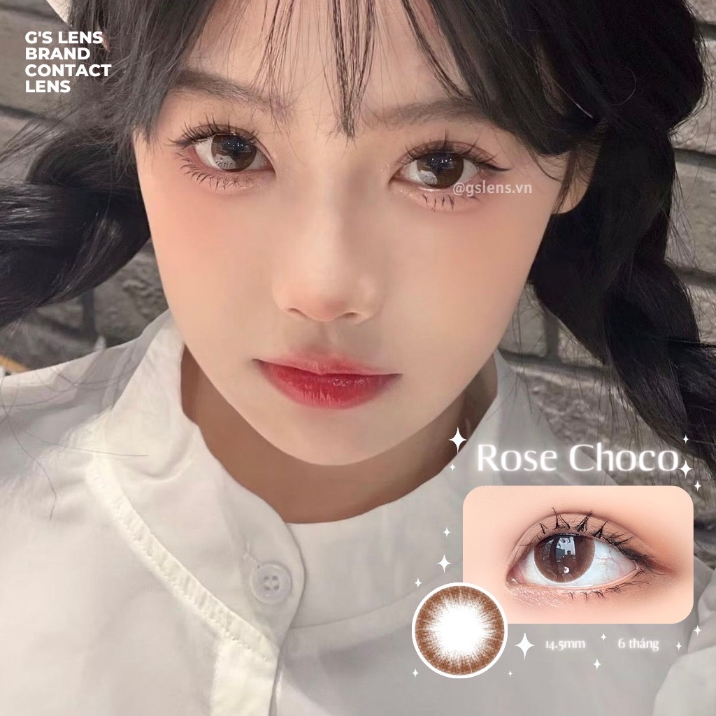 Kính áp tròng 6 tháng ROSE CHOCO màu choco tự nhiên giãn tròng vừa GTRENDY - MC38
