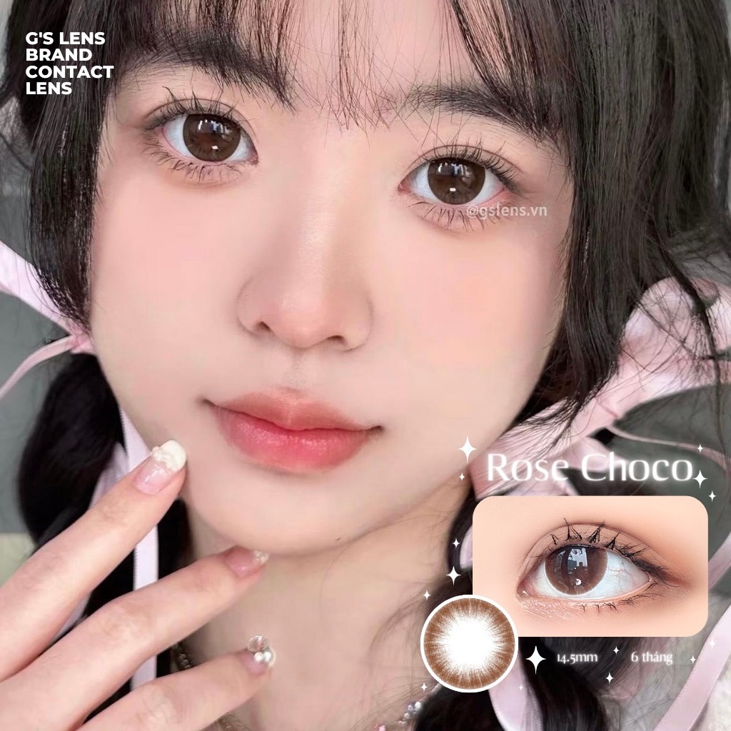 Kính áp tròng 6 tháng ROSE CHOCO màu choco tự nhiên giãn tròng vừa GTRENDY - MC38