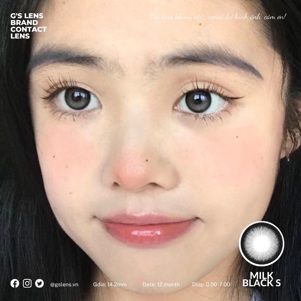 Kính áp tròng 6 tháng MILK BLACK màu đen tự nhiên giãn tròng nhẹ GTRENDY - MC38
