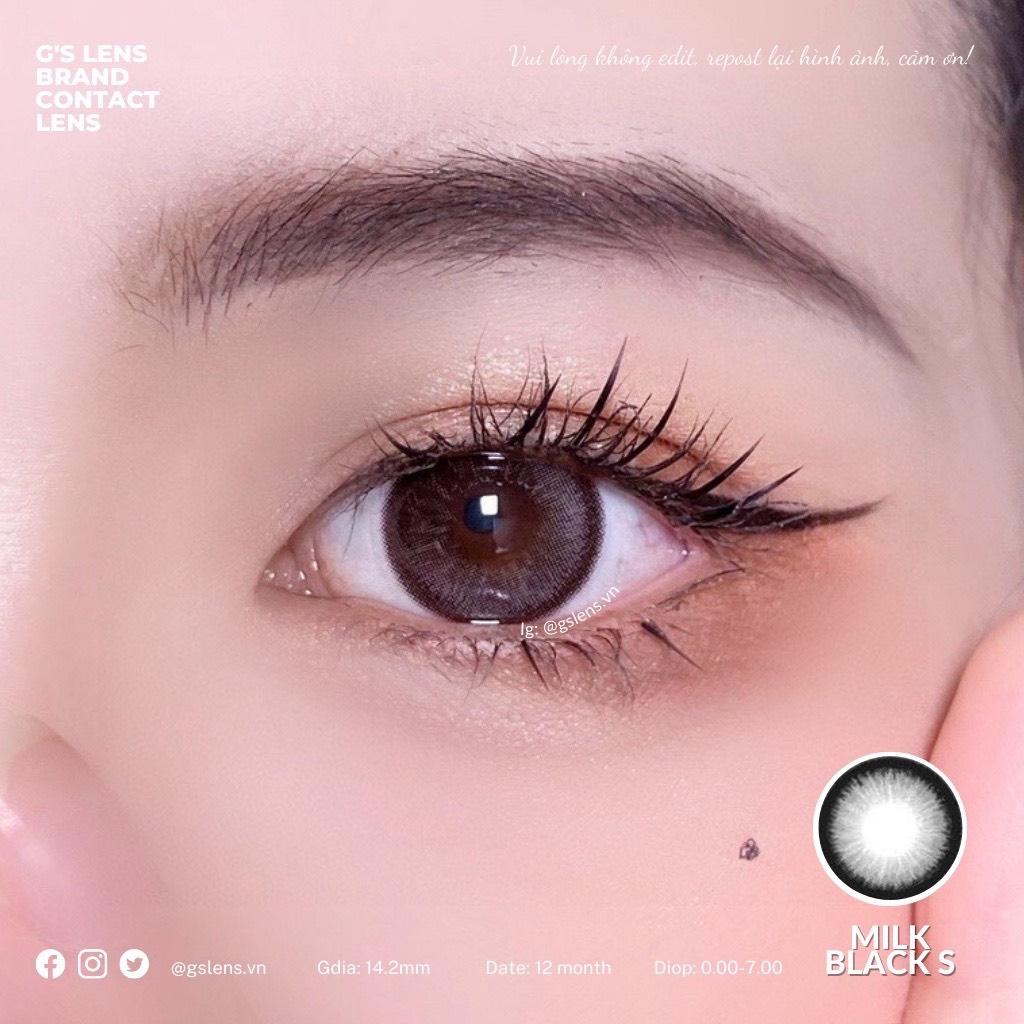 Kính áp tròng 6 tháng MILK BLACK màu đen tự nhiên giãn tròng nhẹ GTRENDY - MC38