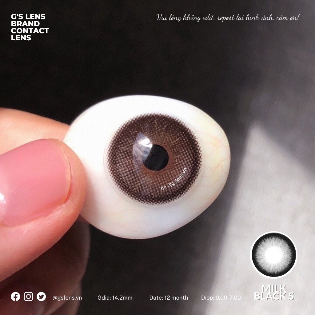 Kính áp tròng 6 tháng MILK BLACK màu đen tự nhiên giãn tròng nhẹ GTRENDY - MC38