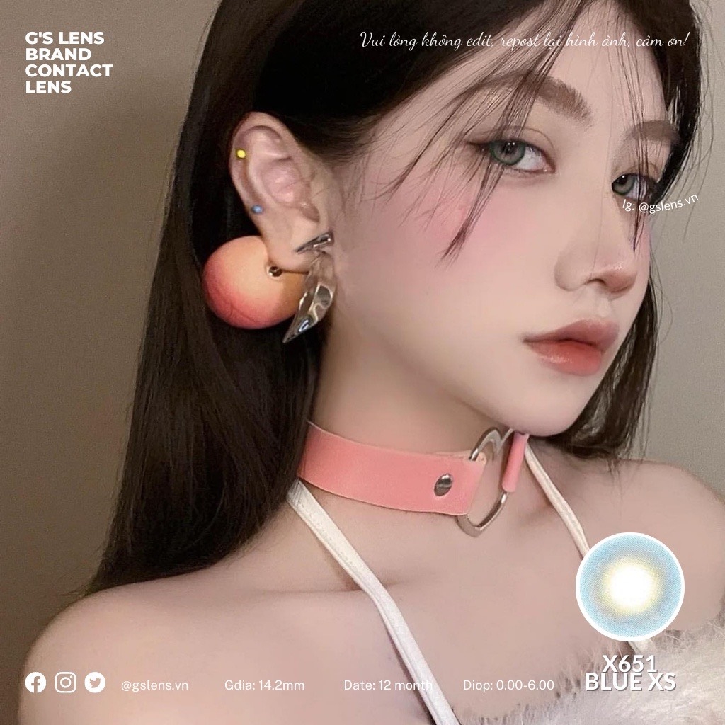 Kính áp tròng 6 tháng X651 BLUE màu xanh dương sáng tây không giãn tròng GTRENDY - MC38