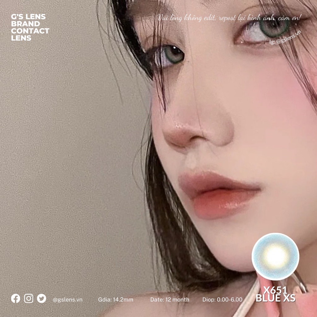 Kính áp tròng 6 tháng X651 BLUE màu xanh dương sáng tây không giãn tròng GTRENDY - MC38