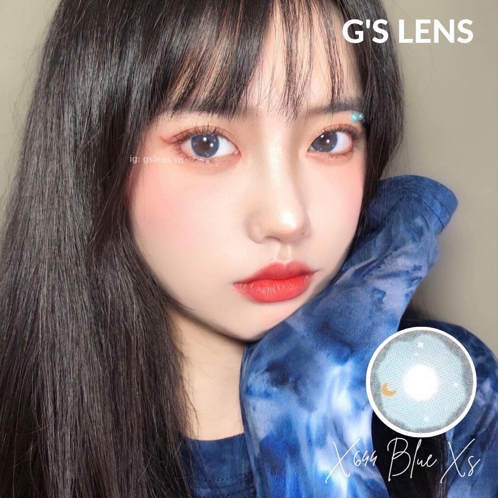 Kính áp tròng 6 tháng X644 BLUE màu xanh dương tự nhiên không giãn tròng GTRENDY - MC38