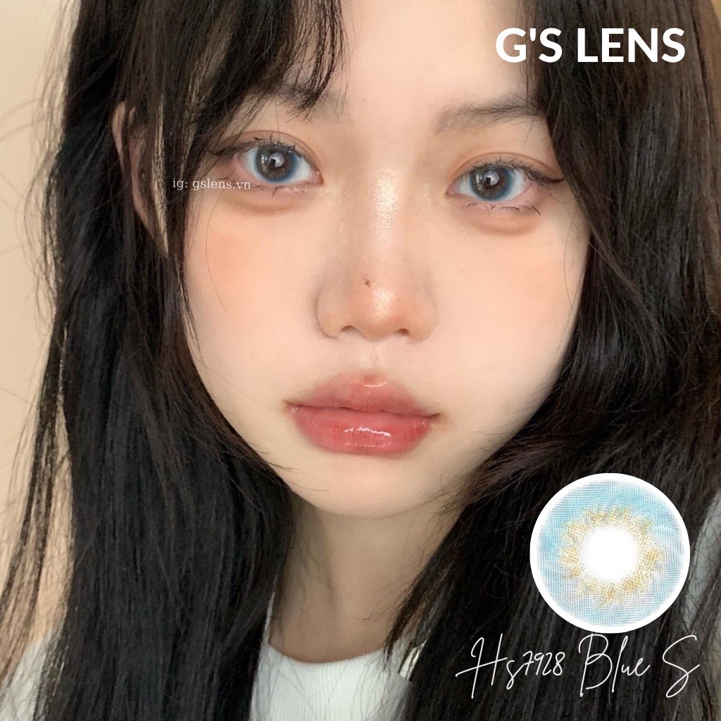 Kính áp tròng 6 tháng HS7928 BLUE màu xanh dương sáng tây giãn tròng nhỏ GTRENDY - MC38