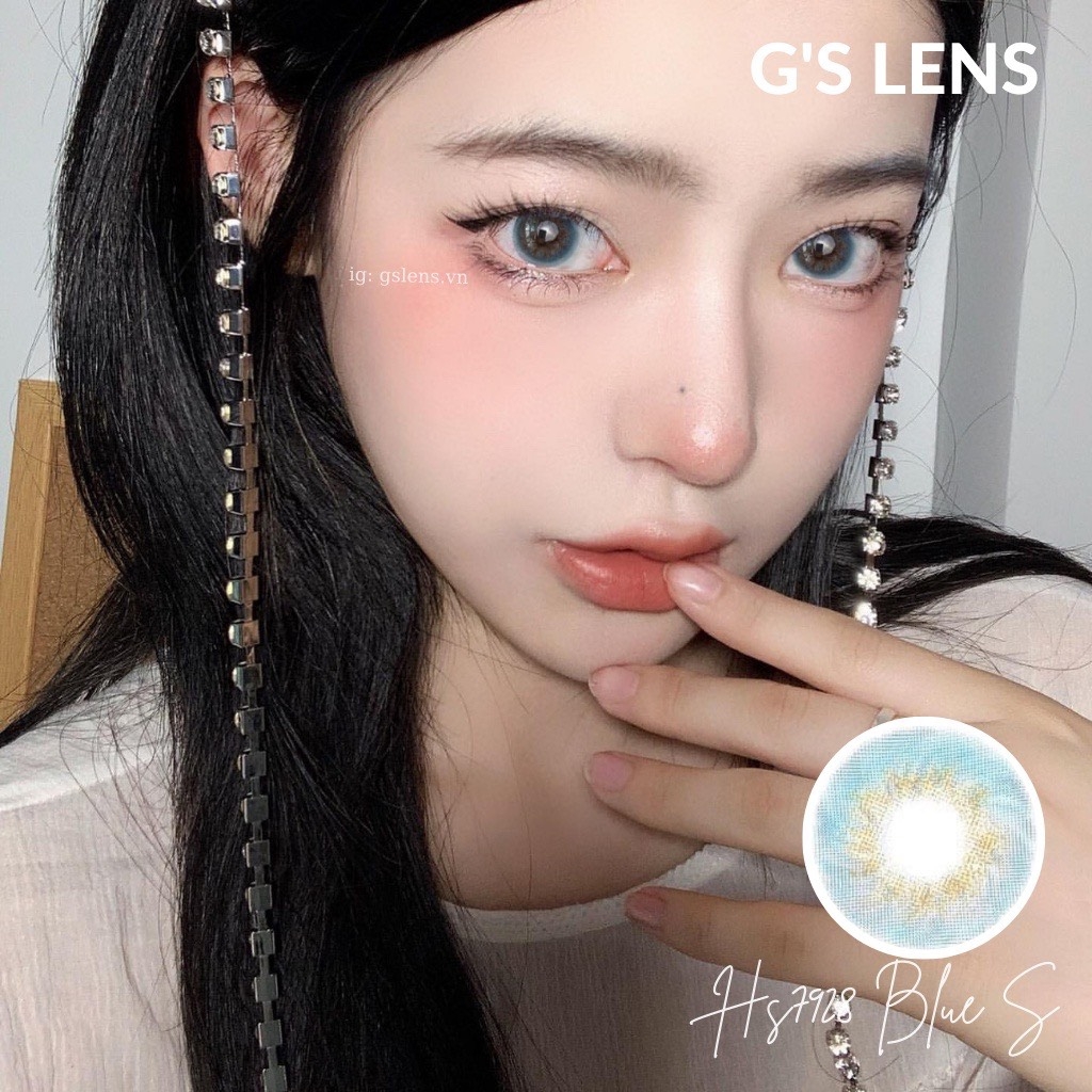 Kính áp tròng 6 tháng HS7928 BLUE màu xanh dương sáng tây giãn tròng nhỏ GTRENDY - MC38