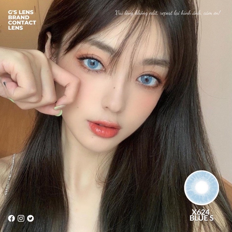 Kính áp tròng 6 tháng X624 BLUE màu xanh dương sáng tây giãn tròng nhỏ GTRENDY - MC38